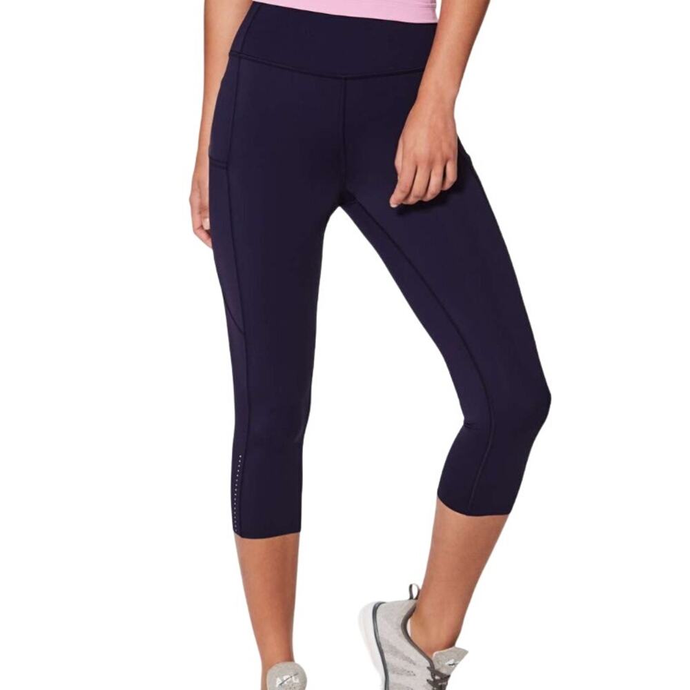 Lululemon Fast & Free Crop II Leggings 19" Pockets Nulux High Rise Aeon Purple 4